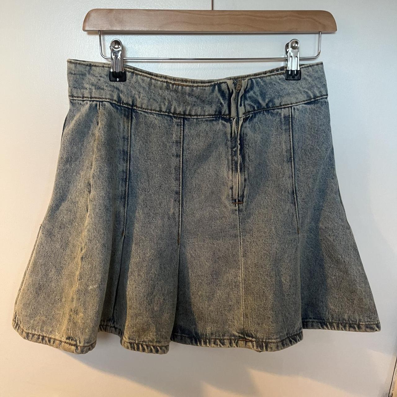 Primark blue denim pleated mini skirt Size UK 10