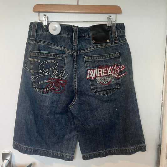 Avirex embroidered denim jorts Size 30"