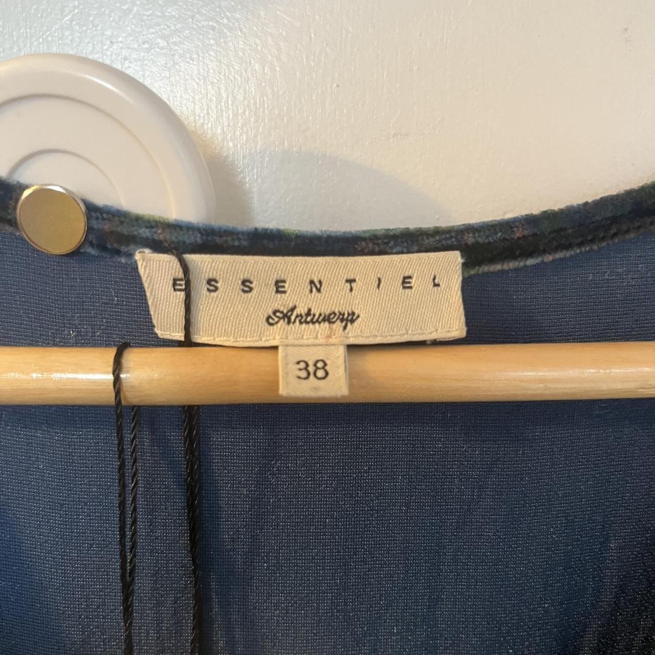 Essentiel Antwerp blue velvet dress with floral pattern and cowl neck