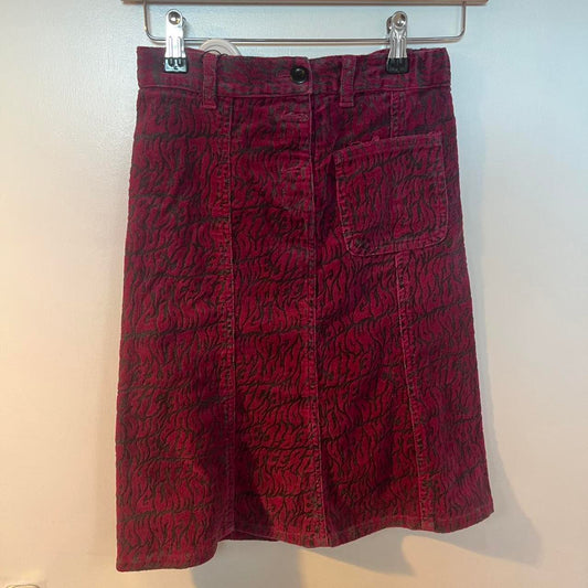 Red corduroy hysteric glamour skirt with black flame pattern Size M