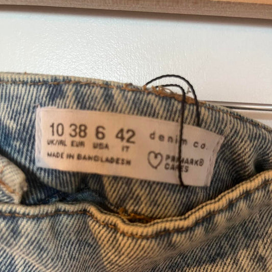 Primark blue denim pleated mini skirt Size UK 10