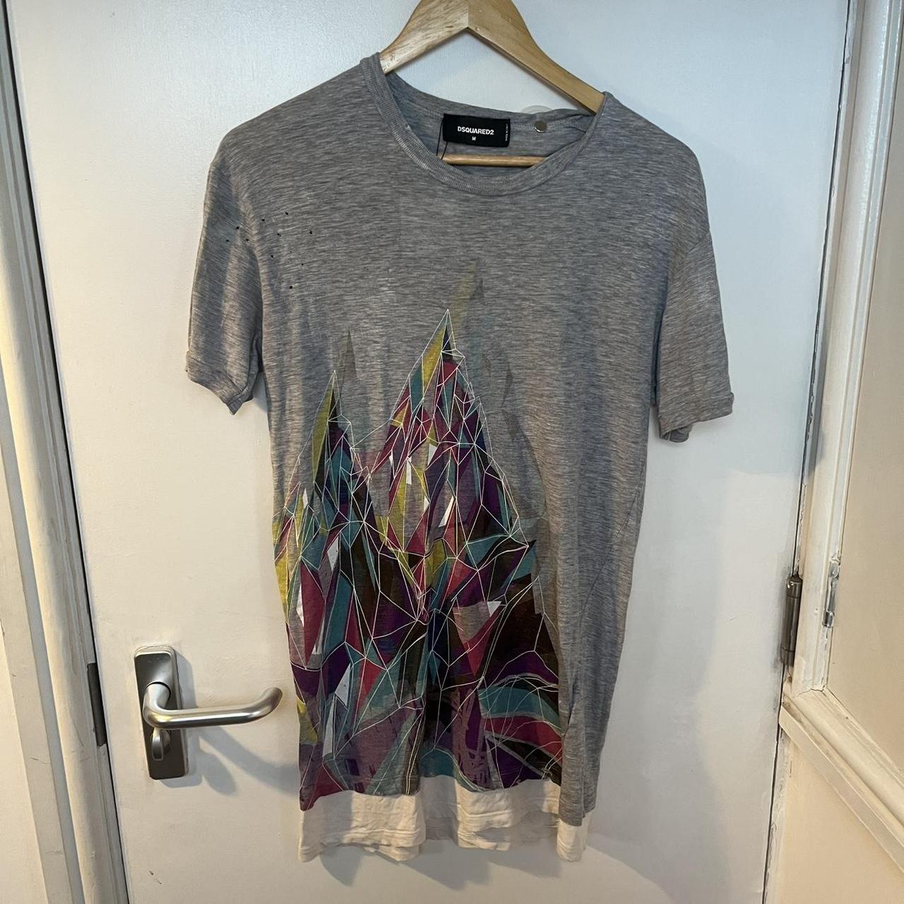 D squared grey tee t shirt distressed size medium