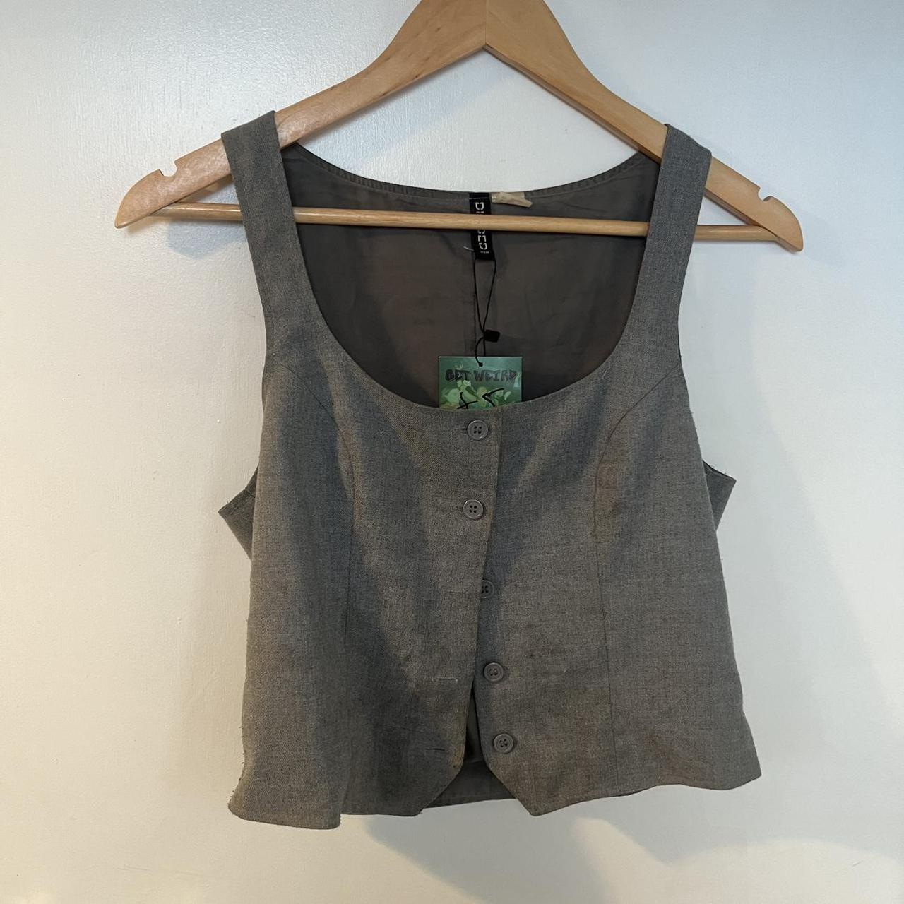H&M grey vest top with button front and square neckline size small