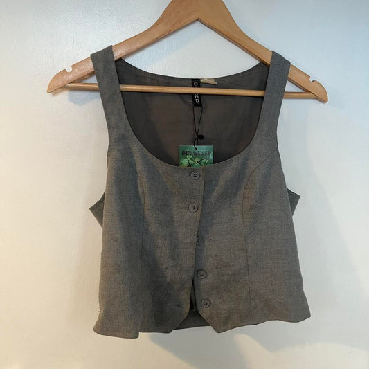 H&M grey vest top with button front and square neckline size small